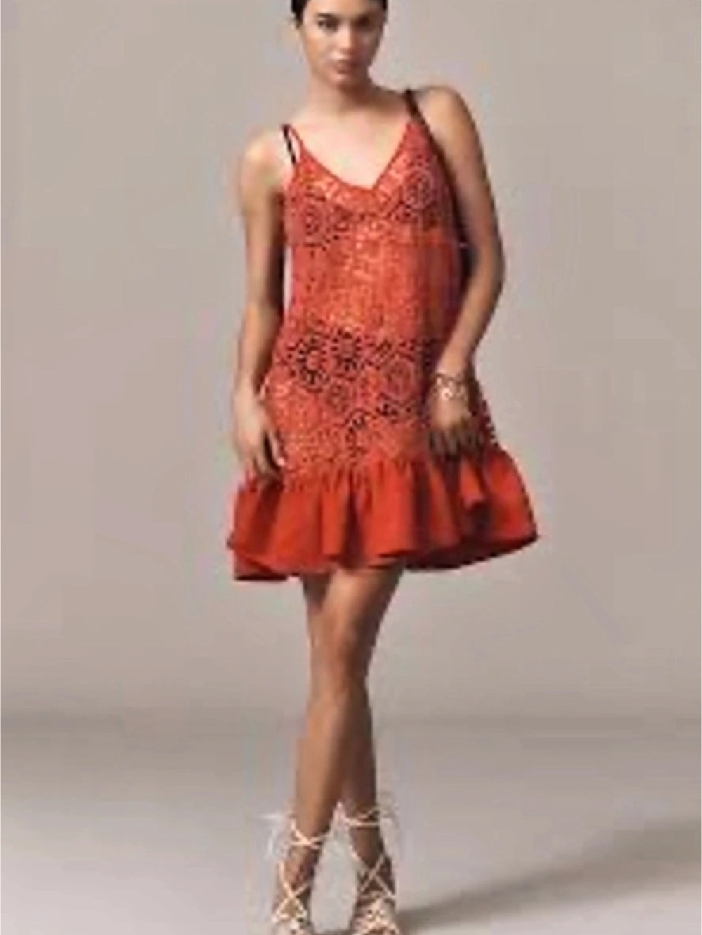 NWT Anthropologie Celandine Crochet Ruffle Tunic Cover-Up Size M/L in package